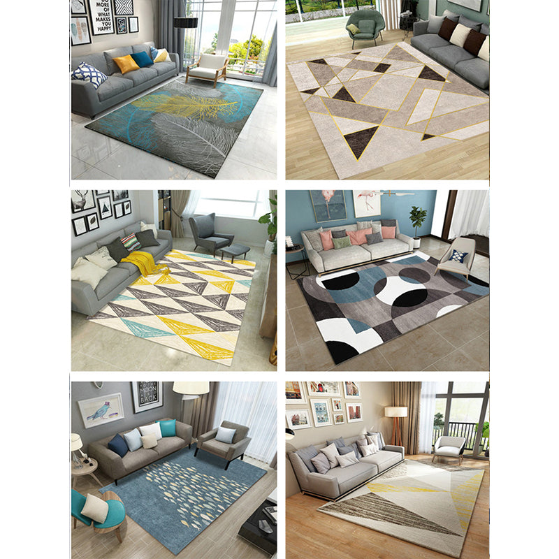 Creative Home Decoration Rug Multi Color Geometric Print Area Rug Polypropylene Anti-Slip Easy Care Carpet