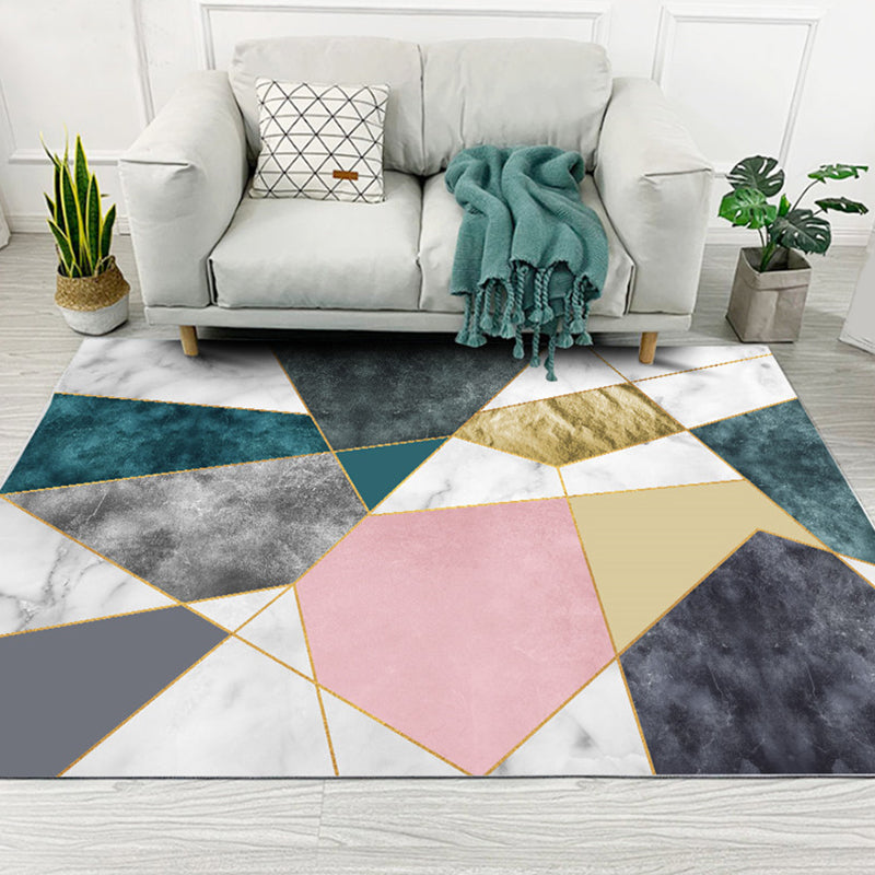 Creative Home Decoration Rug Multi Color Geometric Print Area Rug Polypropylene Anti-Slip Easy Care Carpet