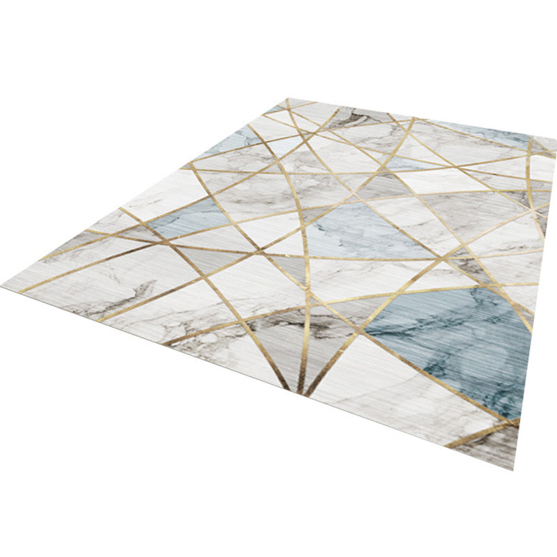 Contemporary Living Room Rug Multi Color Geometric Printed Area Carpet Easy Care Machine Washable Rug