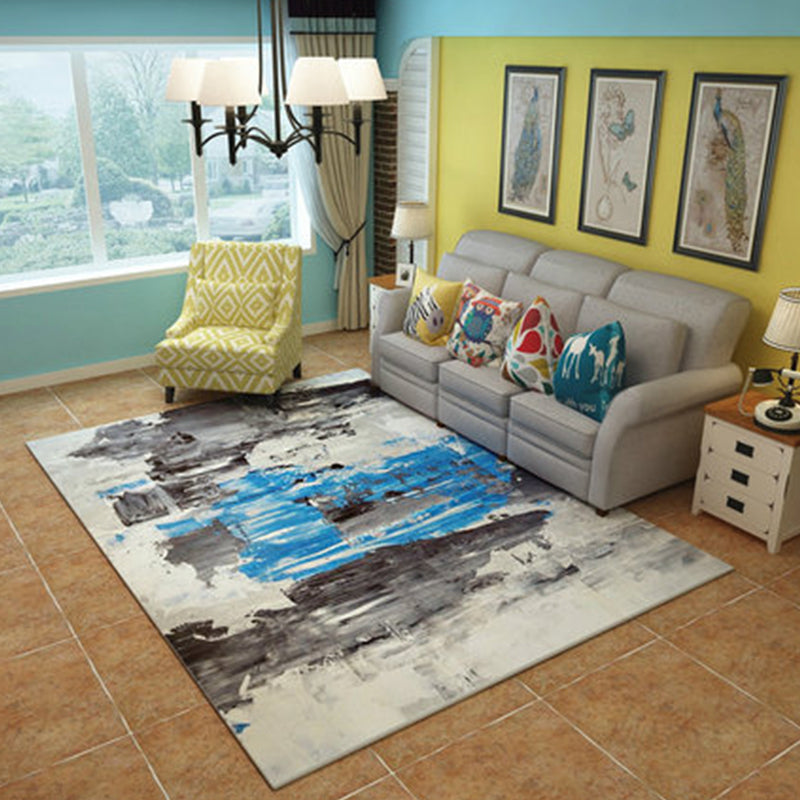Modern Home Decor Rug Multi Color Abstract Print Area Carpet Synthetics Non-Slip Backing Pet Friendly Rug