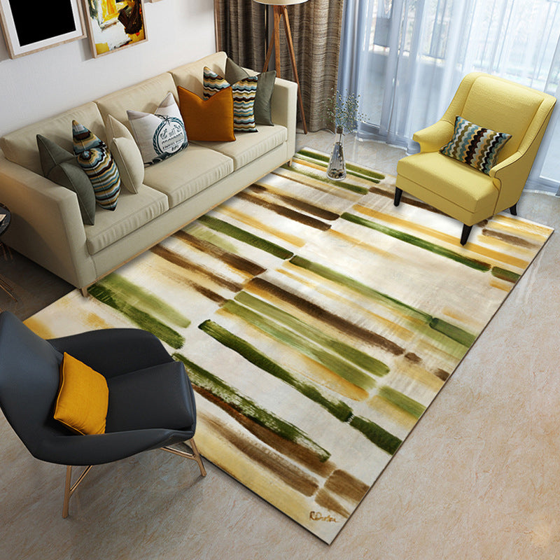 Modern Home Decor Rug Multi Color Abstract Print Area Carpet Synthetics Non-Slip Backing Pet Friendly Rug
