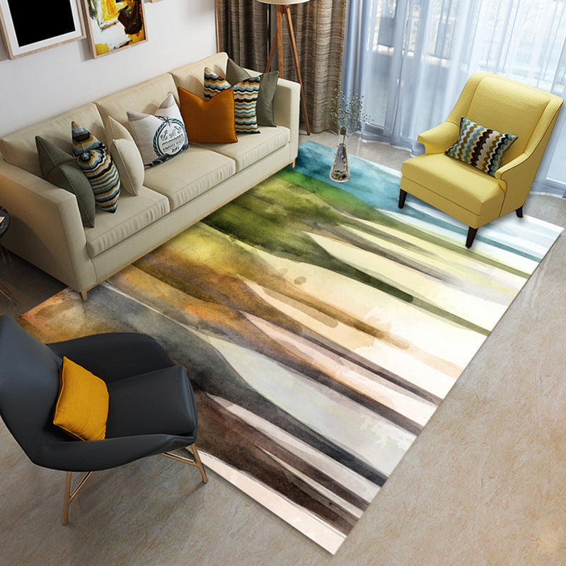 Modern Home Decor Rug Multi Color Abstract Print Area Carpet Synthetics Non-Slip Backing Pet Friendly Rug