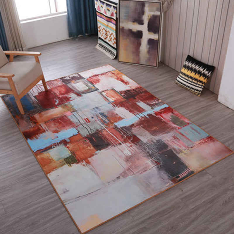 Modern Home Decor Rug Multi Color Abstract Print Area Carpet Synthetics Non-Slip Backing Pet Friendly Rug