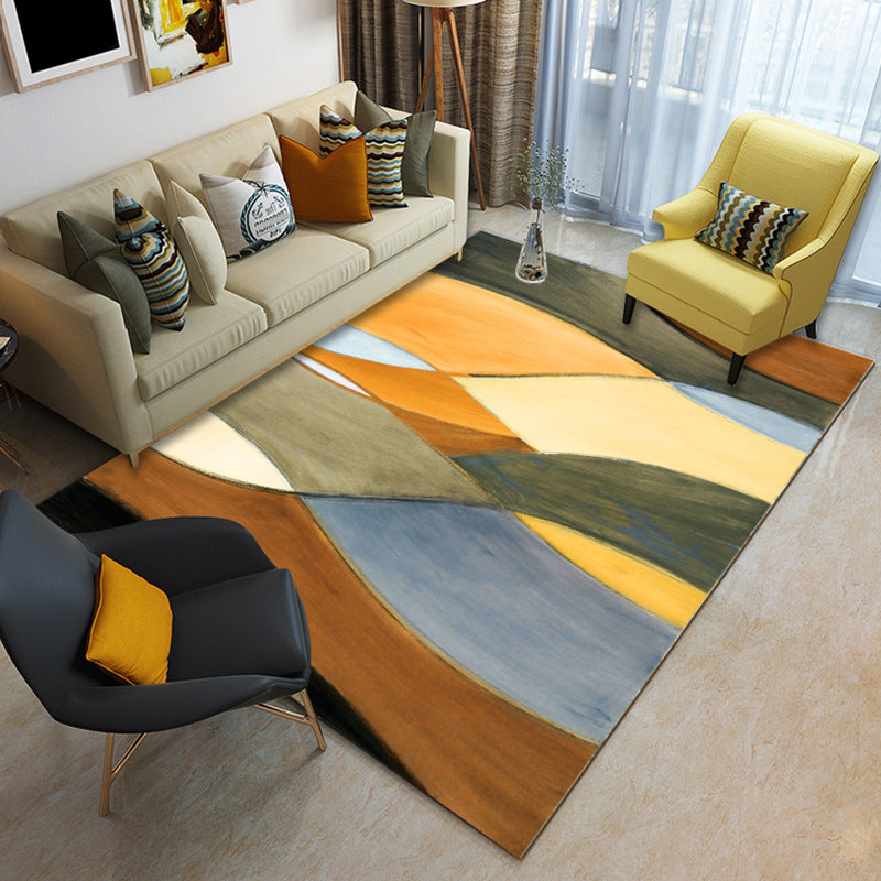 Modern Home Decor Rug Multi Color Abstract Print Area Carpet Synthetics Non-Slip Backing Pet Friendly Rug