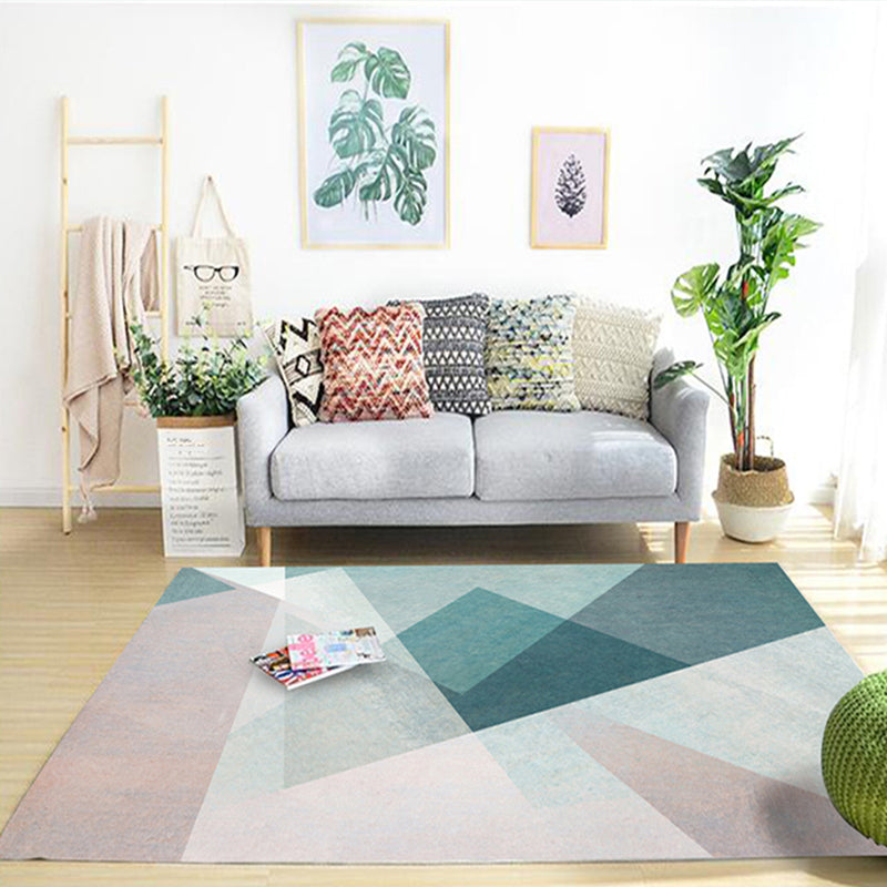 Multi Colored Home Rug Novelty Colorblock Area Carpet Polypropylene Easy Care Pet Friendly Rug