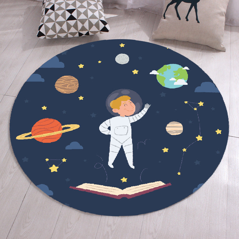 Modern Cartoon Print Rug Multi-Color Polyster Area Rug Anti-Slip Backing Machine Washable Carpet for Kids Room