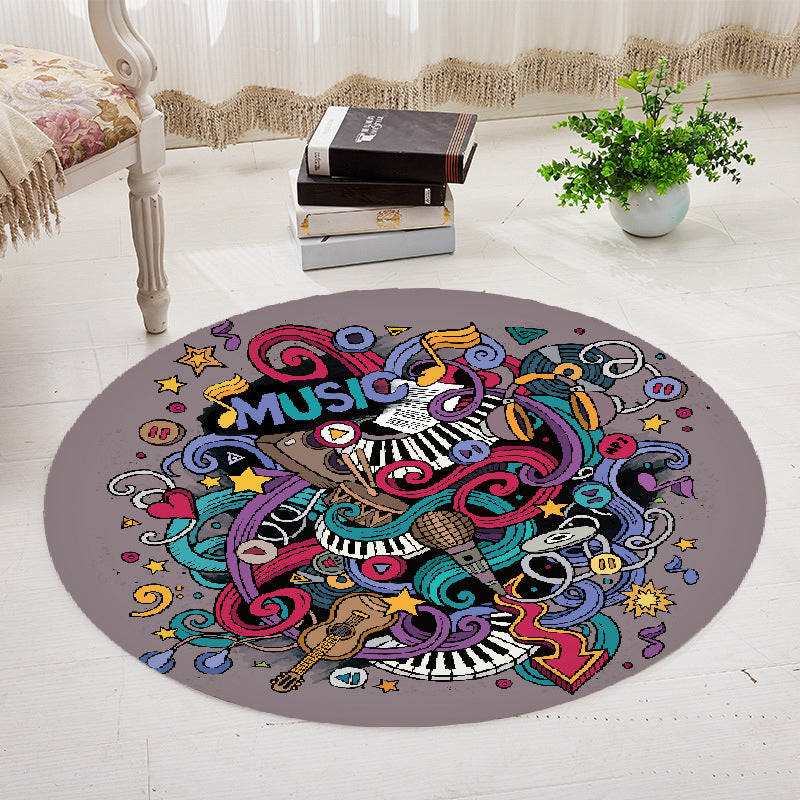 Modern Cartoon Print Rug Multi-Color Polyster Area Rug Anti-Slip Backing Machine Washable Carpet for Kids Room