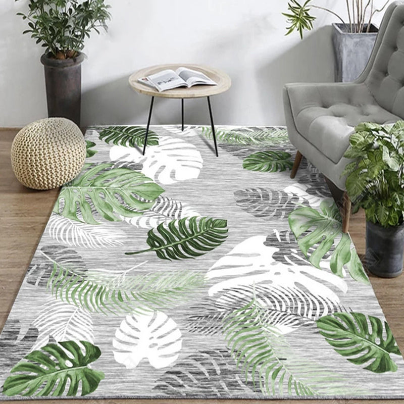 Nordic Bedroom Rug Multi Colored Plant Printed Area Rug Polypropylene Pet Friendly Stain-Resistant Carpet