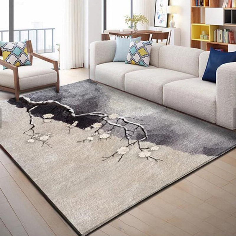 Nordic Bedroom Rug Multi Colored Plant Printed Area Rug Polypropylene Pet Friendly Stain-Resistant Carpet
