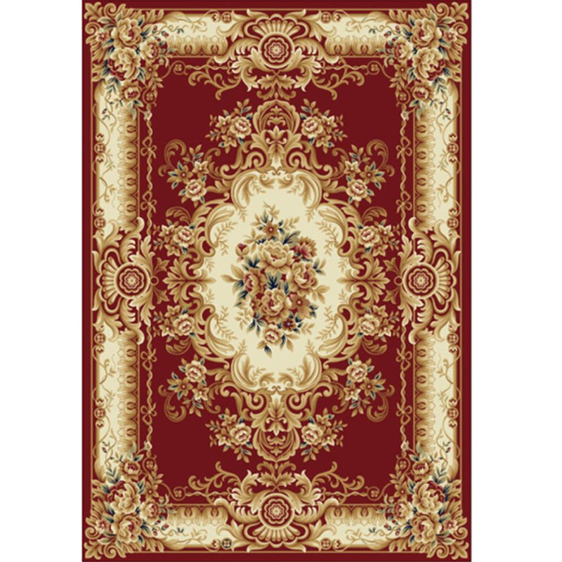 Classic Living Room Rug Multi Colored Plant Pattern Area Rug Polyster Non-Slip Easy Care Carpet