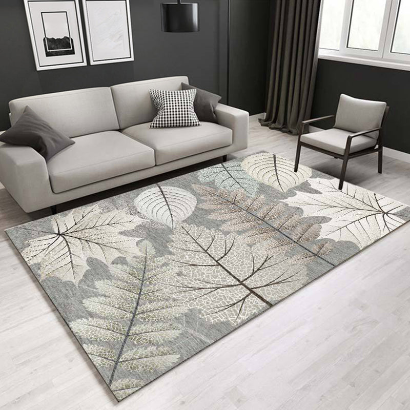 Multi Colored Plant Print Rug Polypropylene Simplicity Carpet Non-Slip Pet Friendly Indoor Rug for Living Room