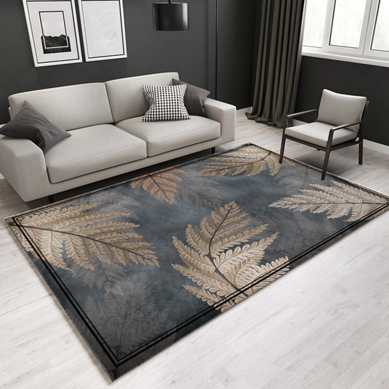 Multi Colored Plant Print Rug Polypropylene Simplicity Carpet Non-Slip Pet Friendly Indoor Rug for Living Room
