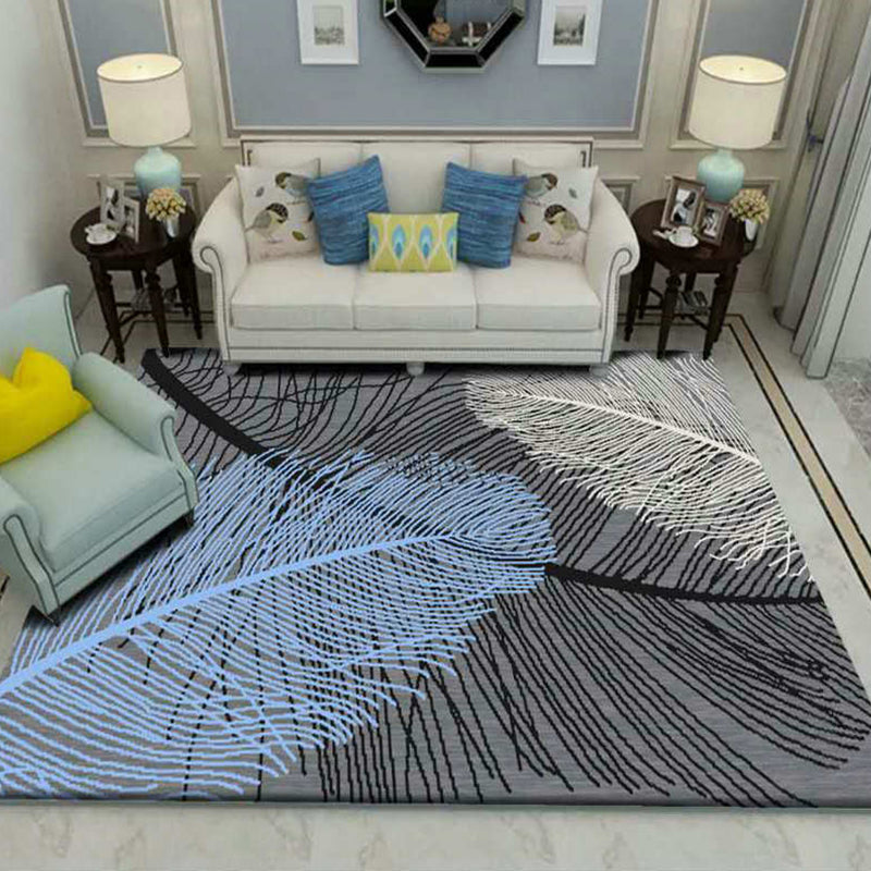 Luxury Living Room Rug Multi Colored Plant Pattern Carpet Polypropylene Machine Washable Anti-Slip Rug