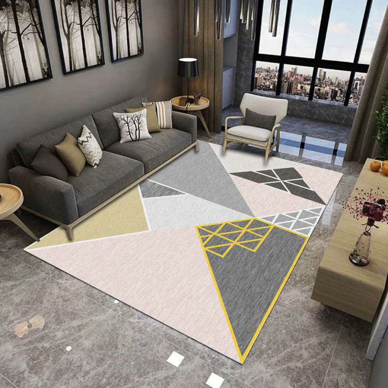 Luxury Living Room Rug Multi Colored Plant Pattern Carpet Polypropylene Machine Washable Anti-Slip Rug
