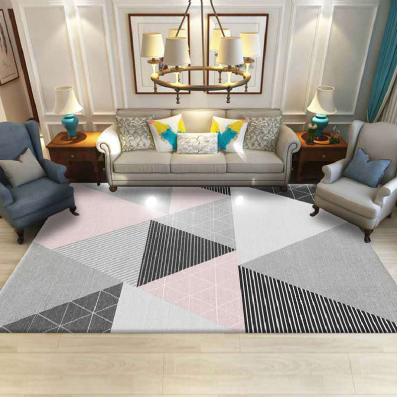 Luxury Living Room Rug Multi Colored Plant Pattern Carpet Polypropylene Machine Washable Anti-Slip Rug