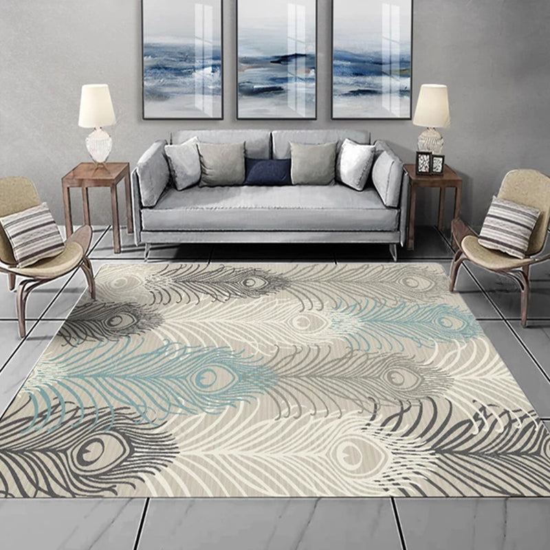Classic Plant Print Rug Multi-Color Western Area Rug Polypropylene Easy Care Stain-Resistant Carpet for Parlor