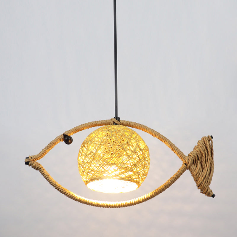Éclairage de suspension de poisson à corde de chanvre