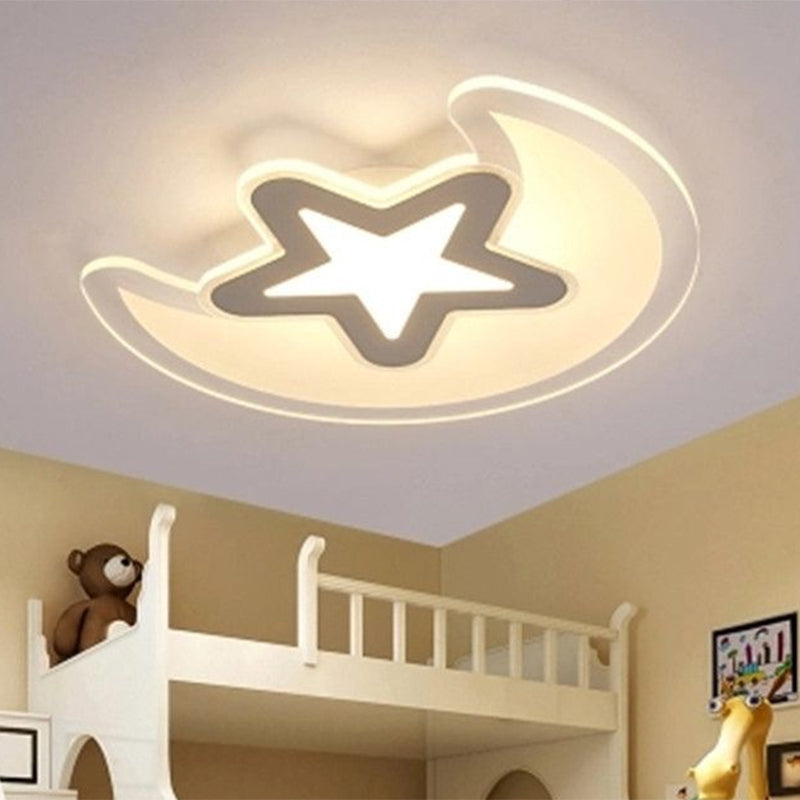 Klare Halbmond und Stern LED Flush Mount Moderne Acryl Flushmount Deckenleuchte für Kindergarten