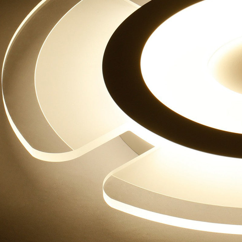 Metallic Circular Flush Mount Lighting Minimalist Clear LED Flush Mount Fixture for Living Room