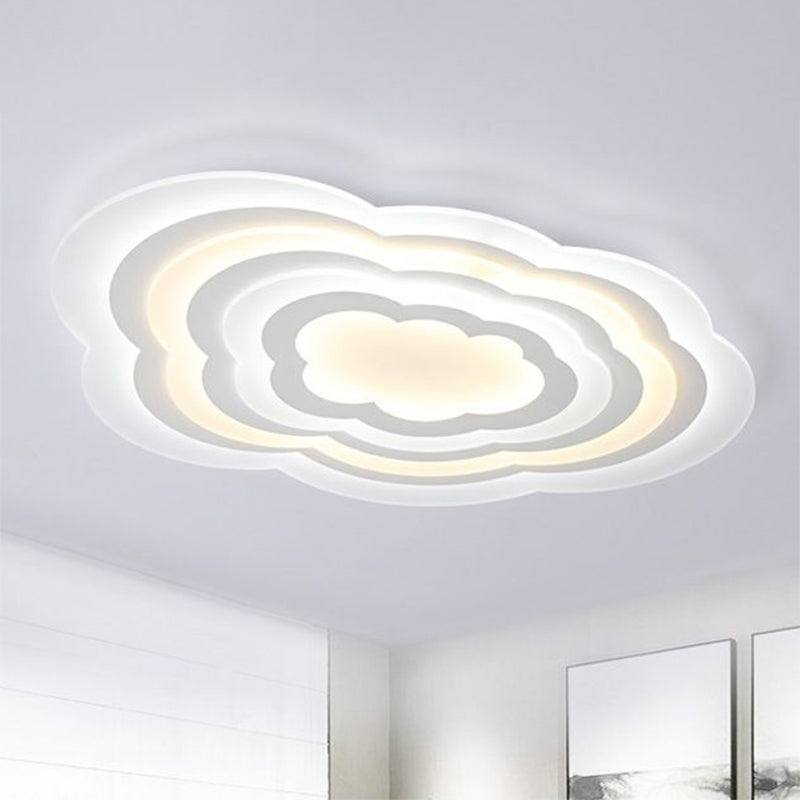 Cloud Kids Bedroom Flush Ceiling Light Acrylic Contemporary LED Flush Mount Lighting Fixture in White