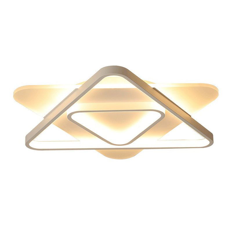 Triangle Living Room Flush Ceiling Light Acrylic Contemporary LED Flush Mount Lighting Fixture in White