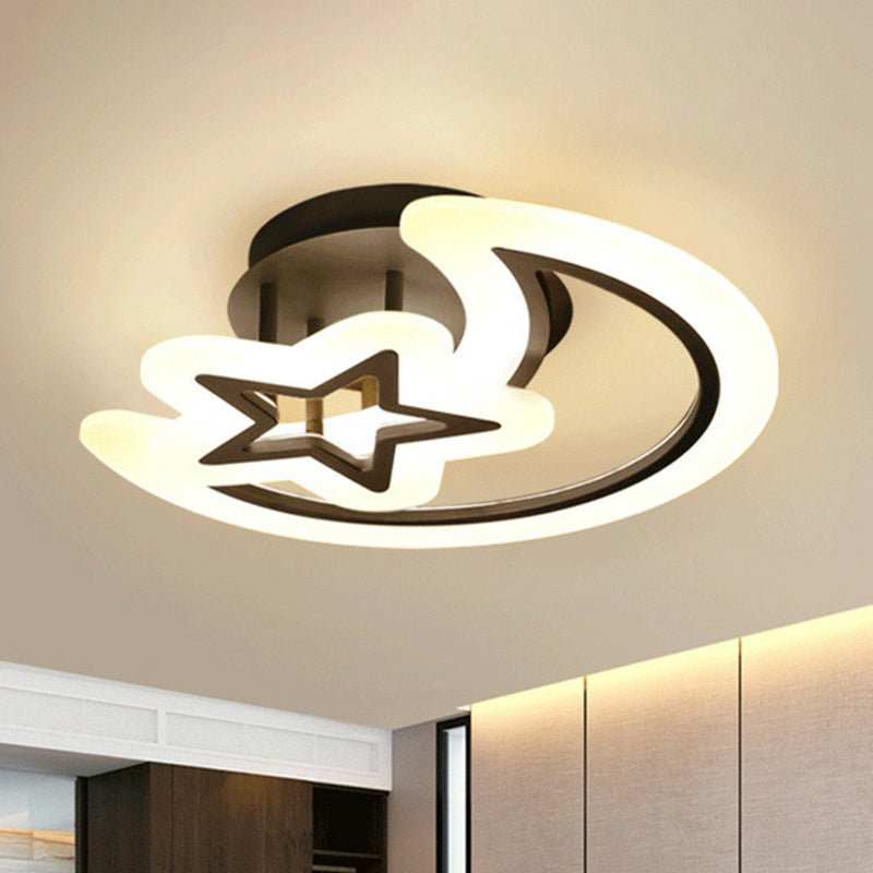 Crescent and Star LED Semi Flush Light moderne Acrylschlafzimmer Decke Flush Mount