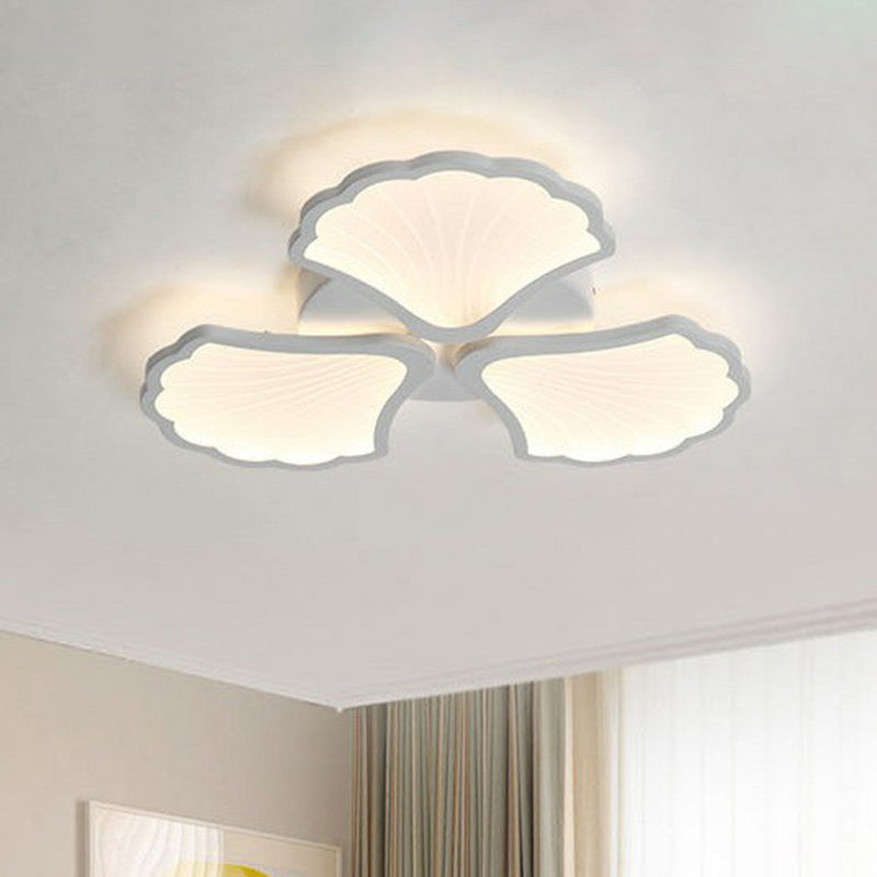 Ginkgo Wohnzimmer LED Semi Flush Metallic Moderne Flush Deckenleuchte in Weiß