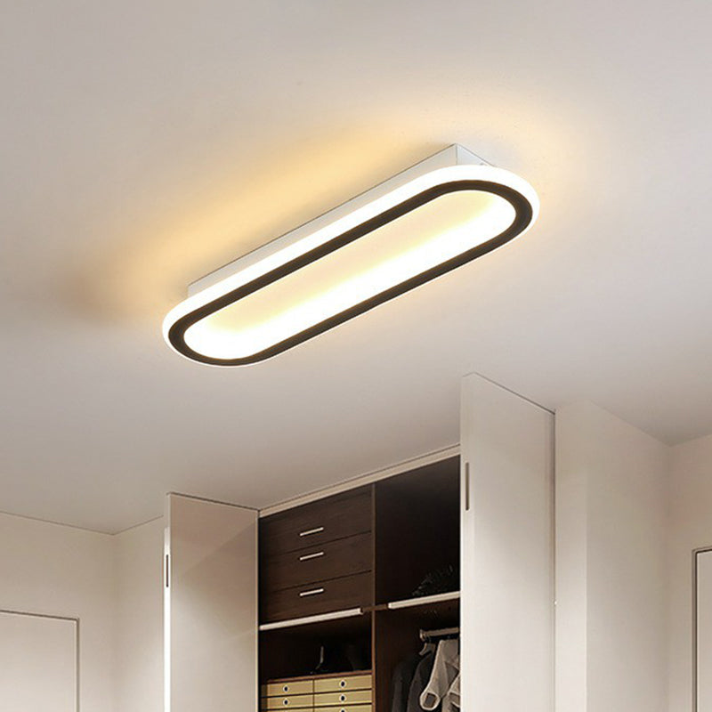 Plafonnier linéaire à LED de style moderne en acrylique pour couloir, luminaire de plafond en noir