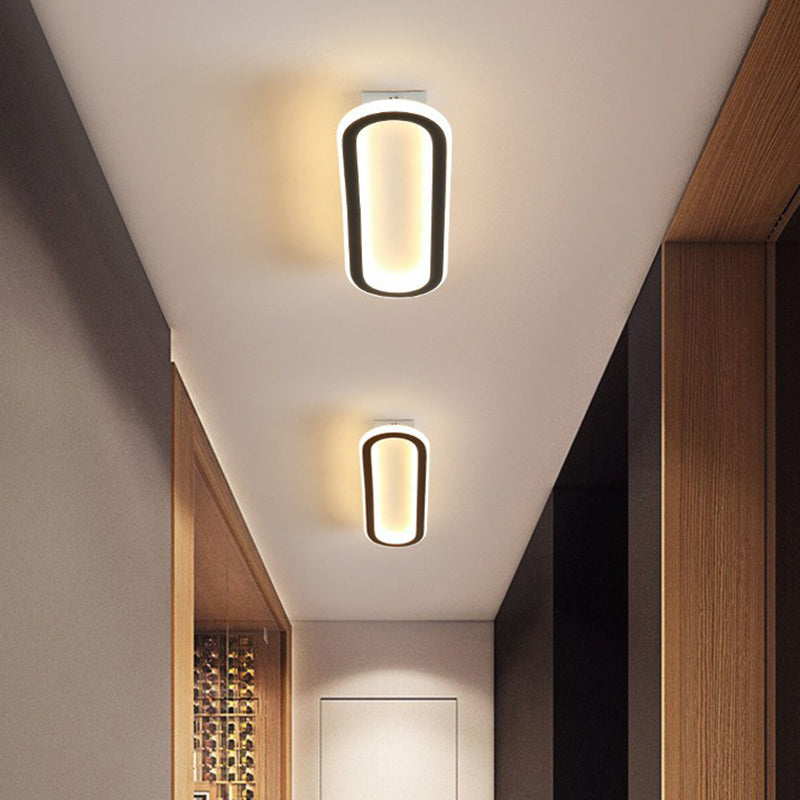 Plafonnier linéaire à LED de style moderne en acrylique pour couloir, luminaire de plafond en noir
