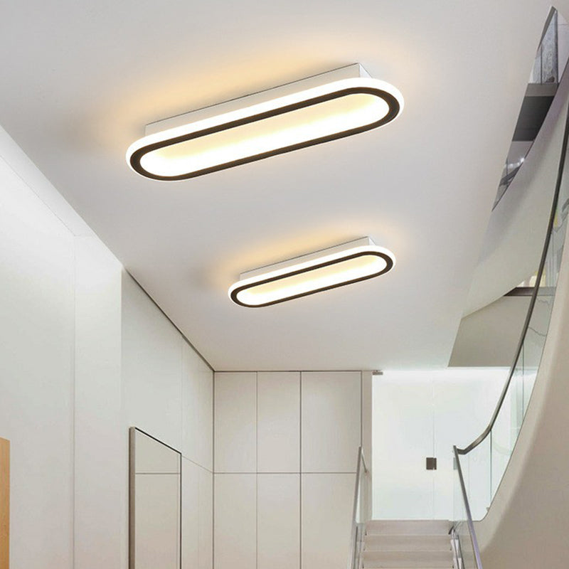 Plafonnier linéaire à LED de style moderne en acrylique pour couloir, luminaire de plafond en noir