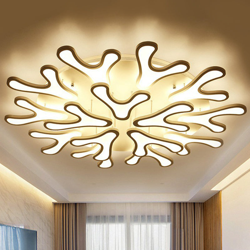 Acrylic Coral LED Semi Flush Lighting Modern Style White Ceiling Mounted Light Fixture