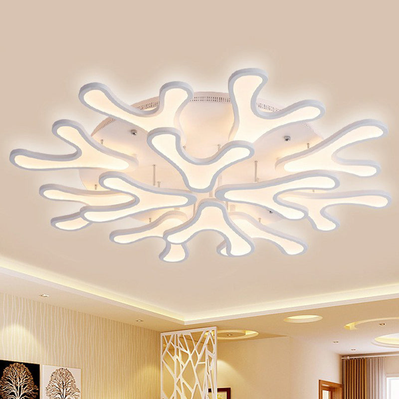 Acrylic Coral LED Semi Flush Lighting Modern Style White Ceiling Mounted Light Fixture