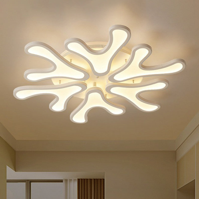 Acrylic Coral LED Semi Flush Lighting Modern Style White Ceiling Mounted Light Fixture