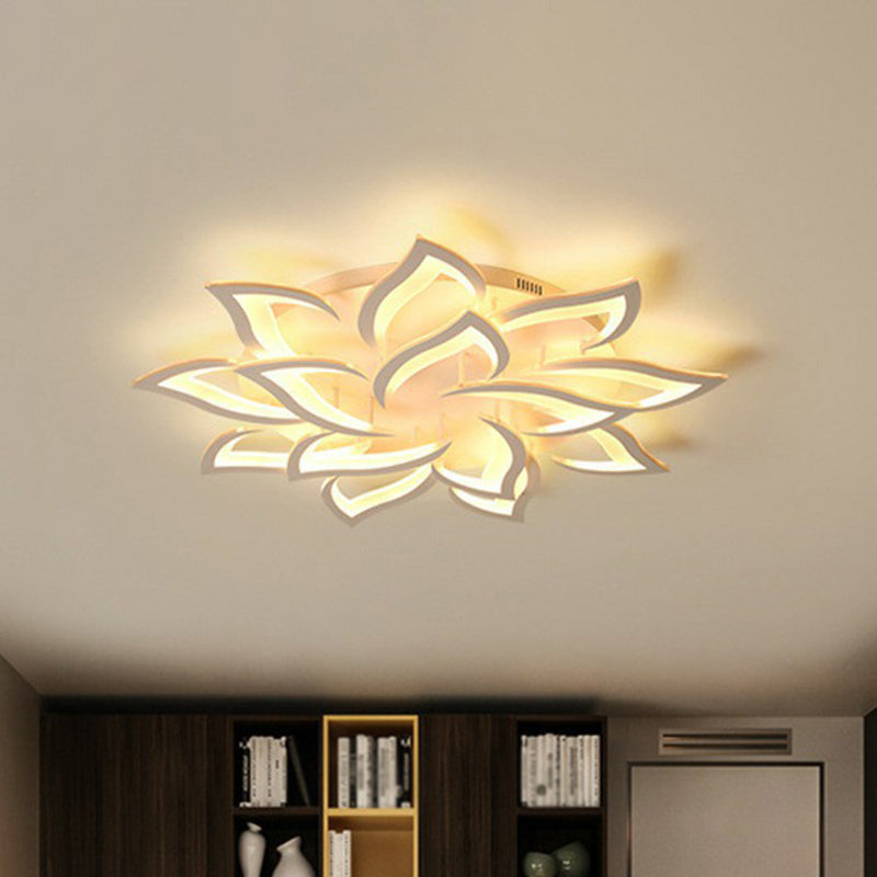Blossom Acrylic Flush Mount Light Contemporary White LED Semi Flush Ceiling Light for Living Room