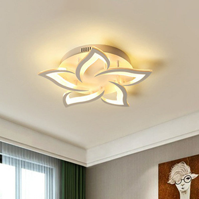 Blossom Acrylic Flush Mount Light Contemporary White LED Semi Flush Ceiling Light for Living Room