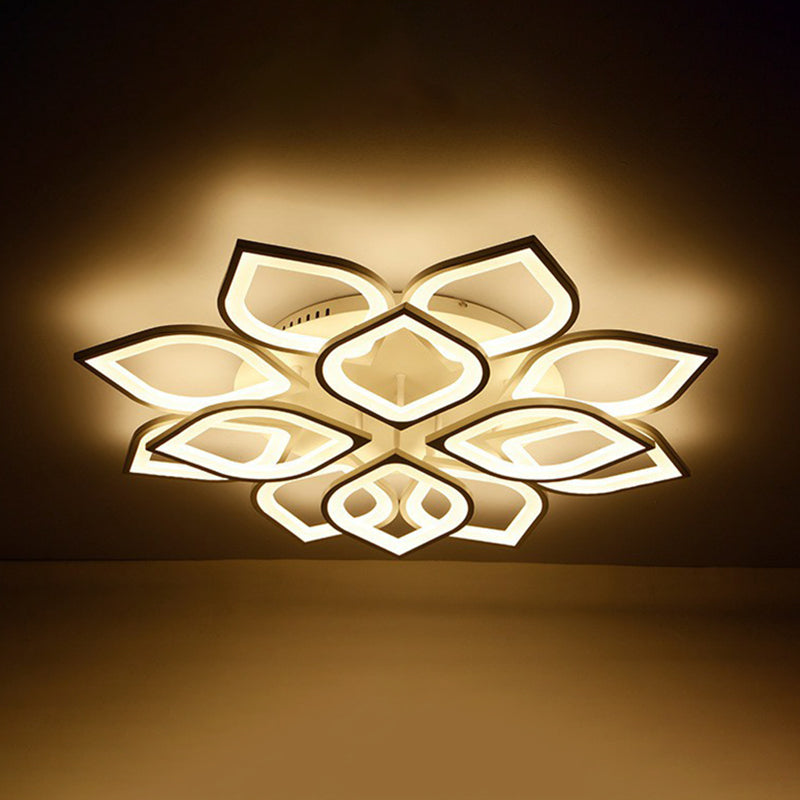 Petal Living Room LED Semi Vaciado Ligero de Acrílico Simplicidad de techo de techo en blanco