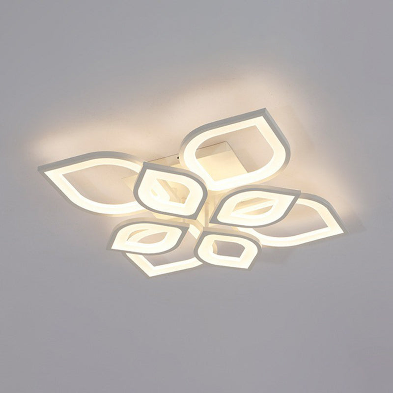 Petal Living Room LED Semi Vaciado Ligero de Acrílico Simplicidad de techo de techo en blanco