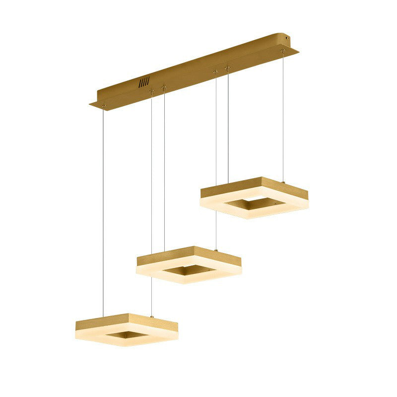 Zeitgenössische geometrische LED -Multi -Decken -Lampe Metallic 3 Lampen -Esszimmer -Federung Leuchte
