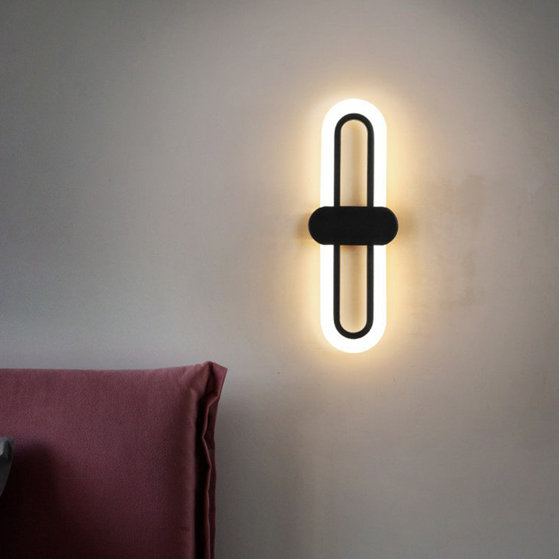 Hedendaagse langwerpige LED -muurverlichting Acryl Acryl Woonkamer SCONCE LICHTBELEMING IN ZWART