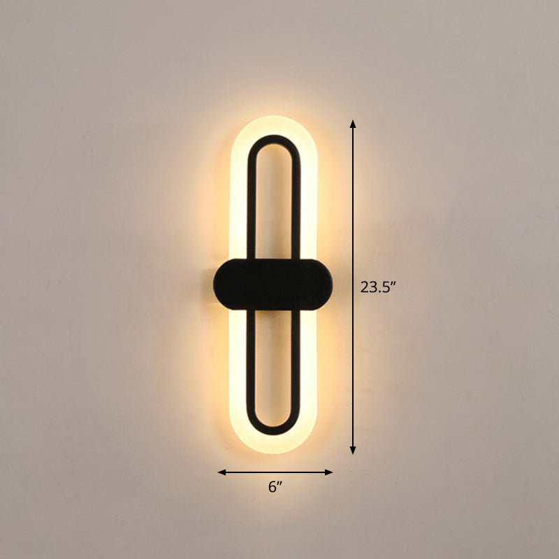 Hedendaagse langwerpige LED -muurverlichting Acryl Acryl Woonkamer SCONCE LICHTBELEMING IN ZWART