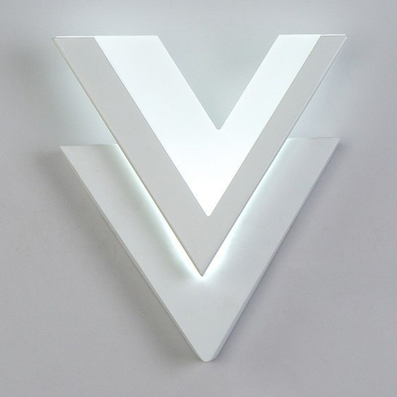 V-Shaped LED Wall Mounted Light Simplicity Acrylic Living Room Wall Sconce Lighting in White