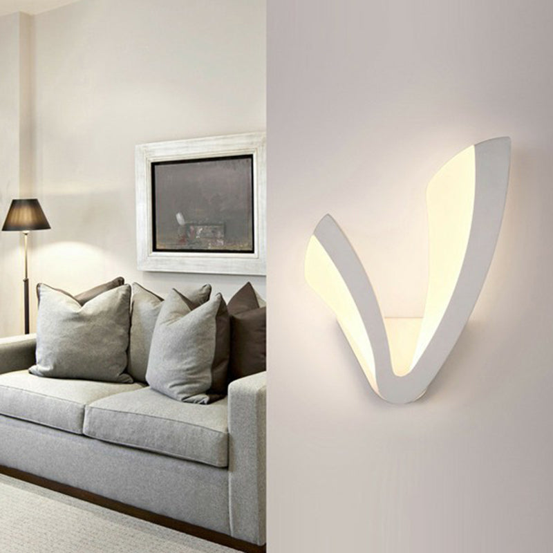 Acrylic V-Shaped LED Wall Mounted Light Simplicity White Wall Sconce Lighting for Bedside
