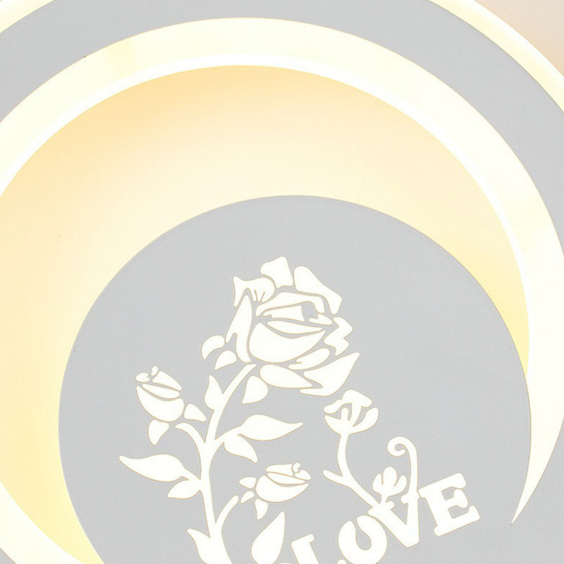 Modern Circular Shaped Sconce Lighting Acrylic Living Room LED Wall Light Fixture in White