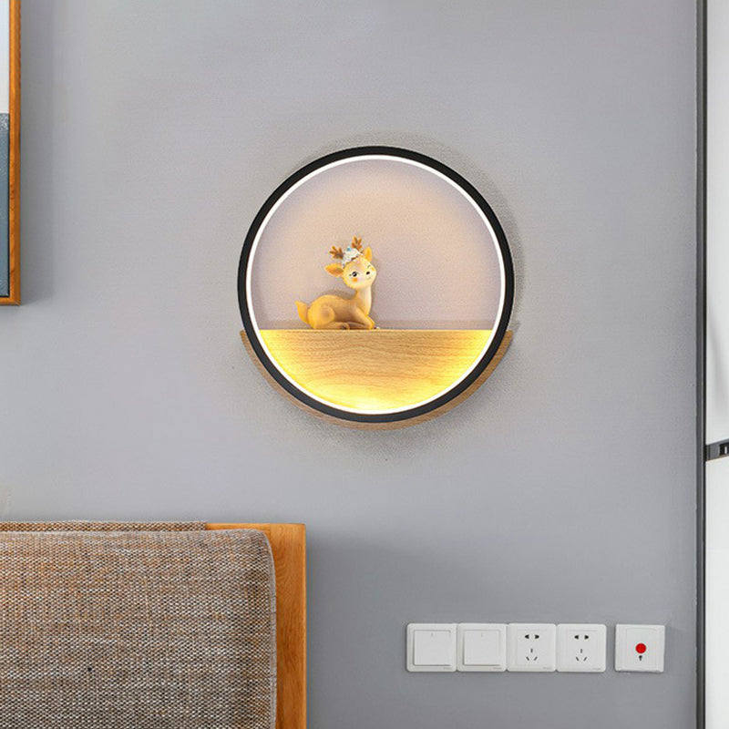 Kreis Wohnzimmer Wandleuchte Lampe Metall moderne LED -Wandbeleuchtung mit dekorativen Hirschen