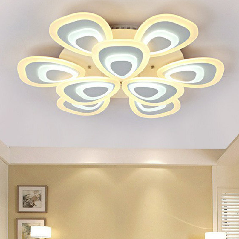 White Peacock LED Semi Flush Light Simplicity Acrylic Ceiling Flush Mount for Living Room