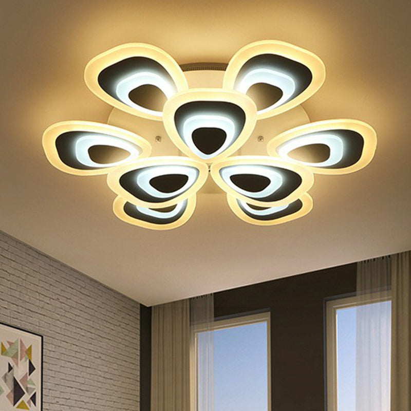 White Peacock LED Semi Flush Light Simplicity Acrylic Ceiling Flush Mount for Living Room