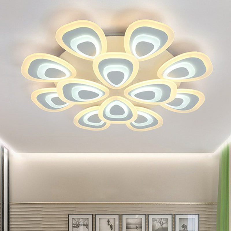 White Peacock LED Semi Flush Light Simplicity Acrylic Ceiling Flush Mount for Living Room