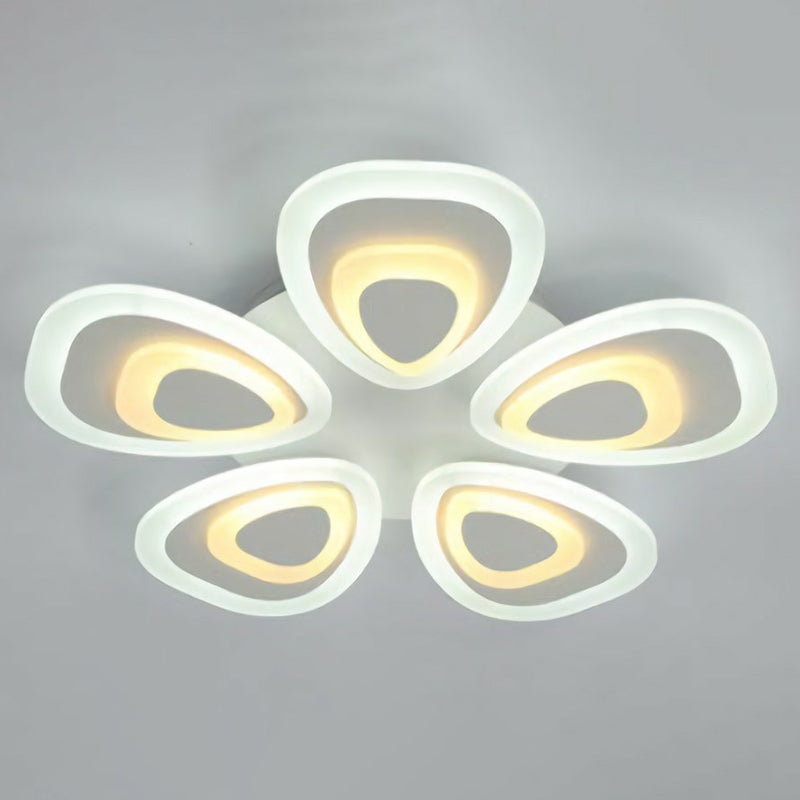 Weiße Pfau -LED -LED Semi Flush Light Einfachheit Acryl Decke Flush Mount für Wohnzimmer