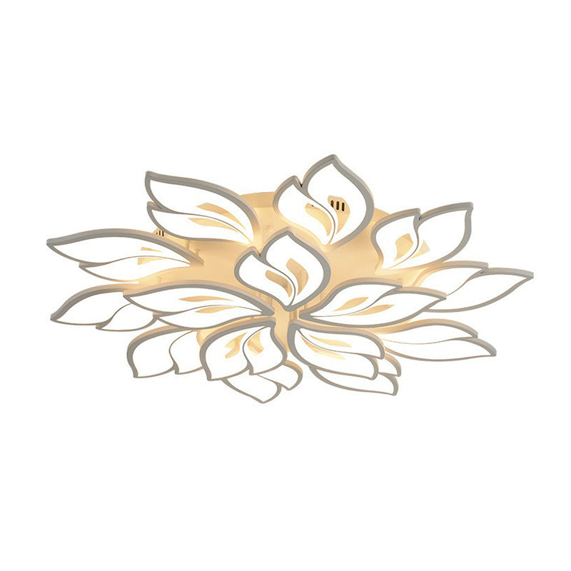 Minimalist Flower Ceiling Mounted Light Acrylic Living Room LED Semi Flush Mount in White