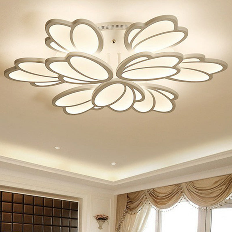 BlumenlED Semi Flush Moderne Acryl Wohnzimmer Flush Deckenleuchte in Weiß